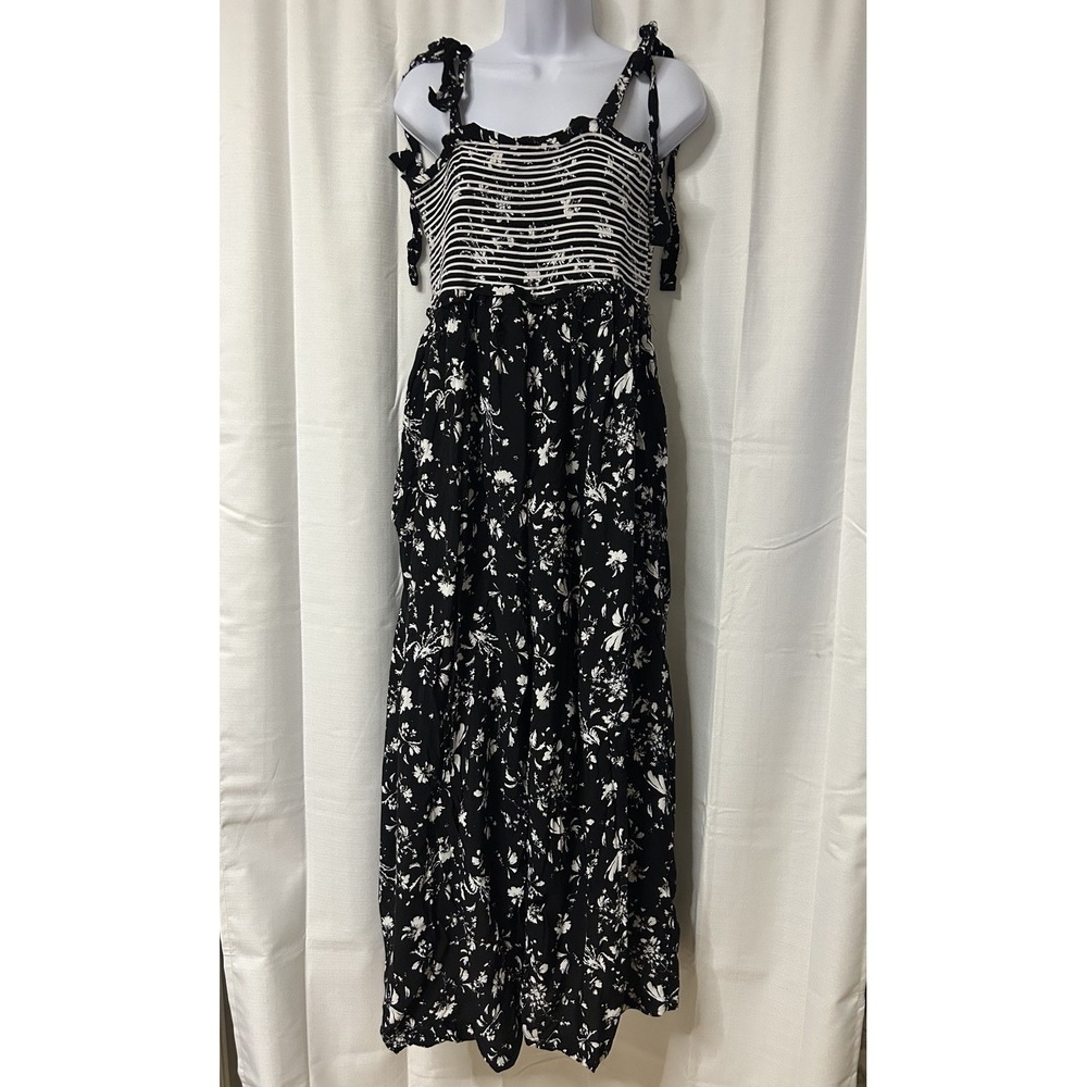 Free People Black and White Floral Wide Leg Jumpsuit